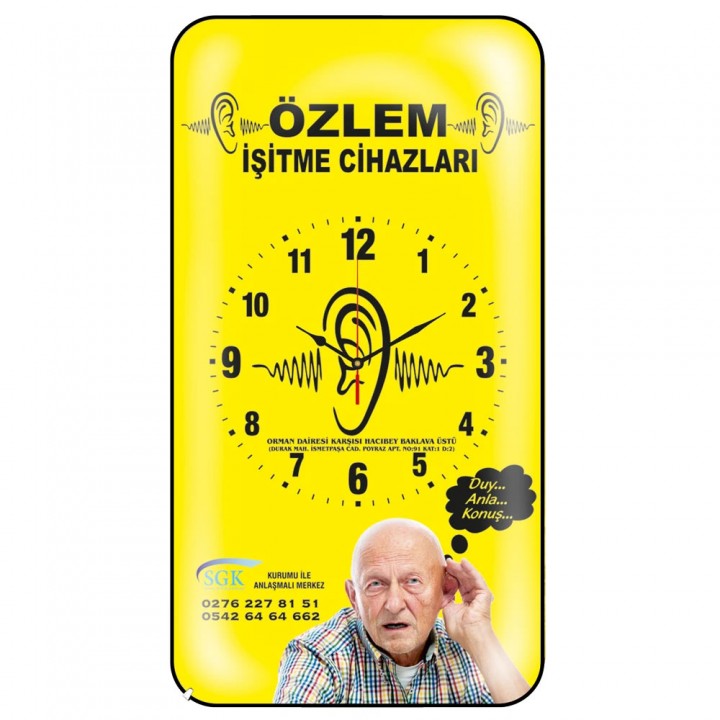 Logo Baskılı Promosyon Bombe Duvar Saati 25.3 x 47 cm Plastik Çerçeveli